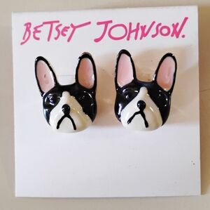 Betsey Johnson French Bulldog Stud Earrings